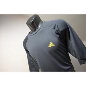 Adidas Gym Shirt Climalite Striped Soccer Short Sleeve Athletic Mens Sz Large